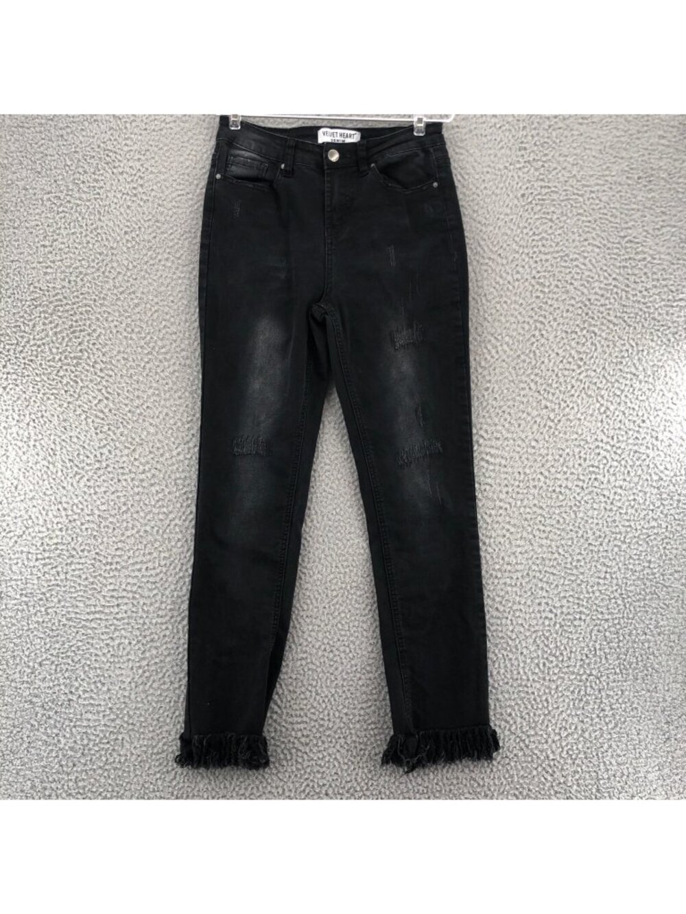 Velvet Heart Jeans Womens 27 Debbie Black Girlfriend Slim Fit Distressed Frayed